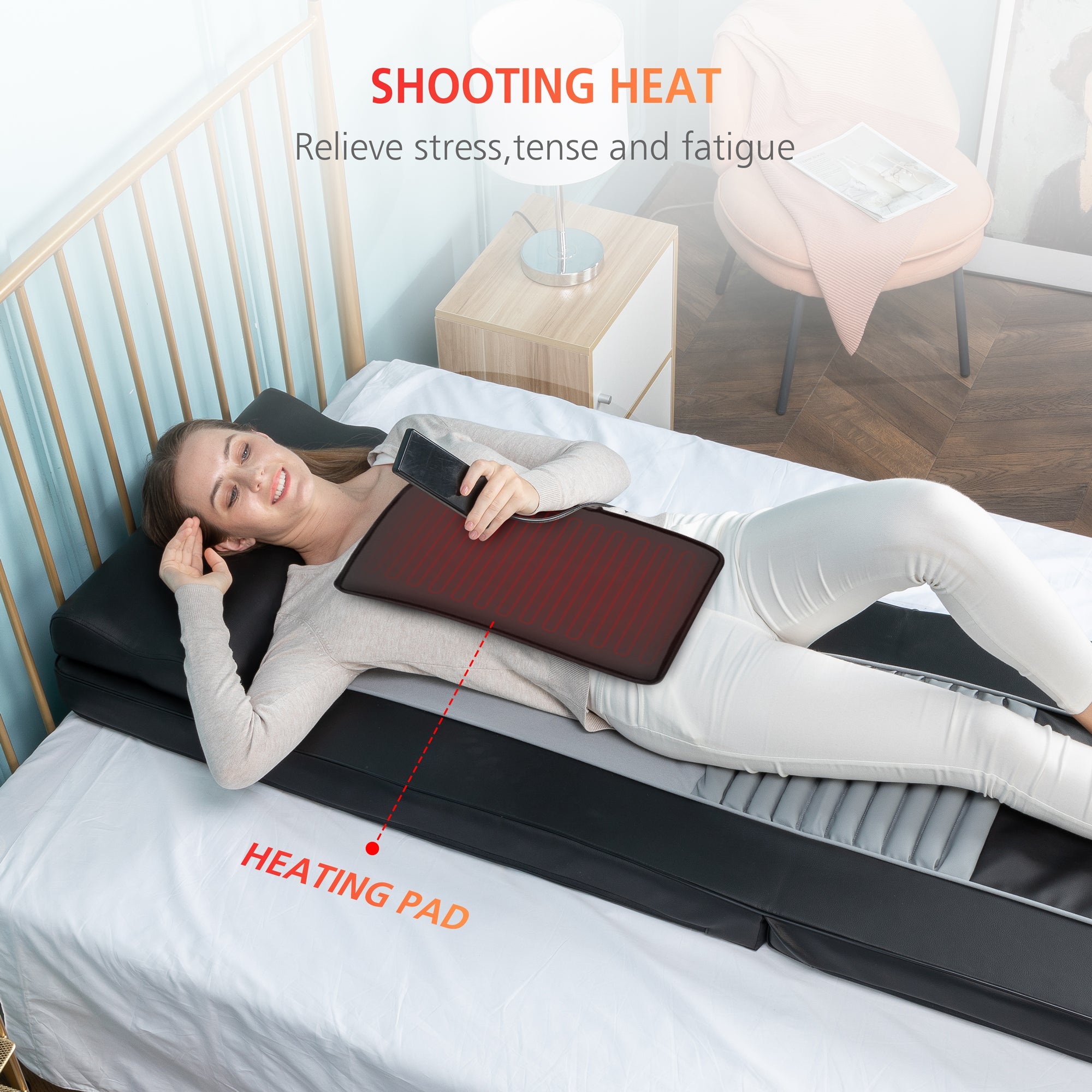 Certified Refurbished - Comfier Full Body Shiatsu Back Massage Mat with Heat,10 Motors Vibrating Massage Mattress - 3001-USED