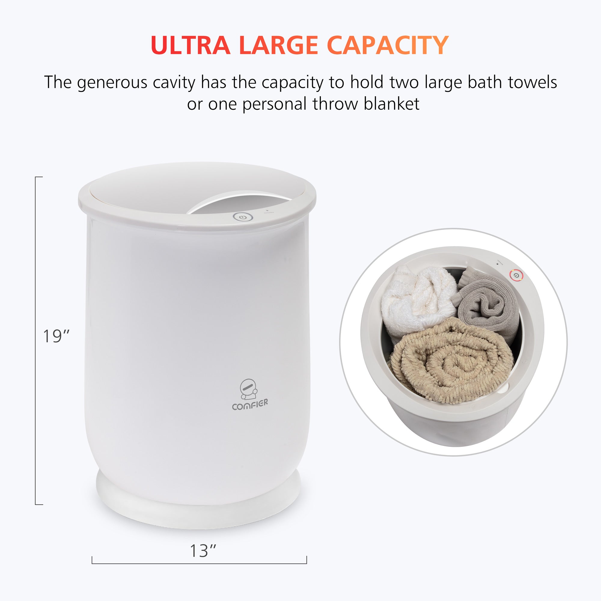 COMFIER Towel Warmer Bucket, Large Towel Warmers for Bathroom(White)- E1819
