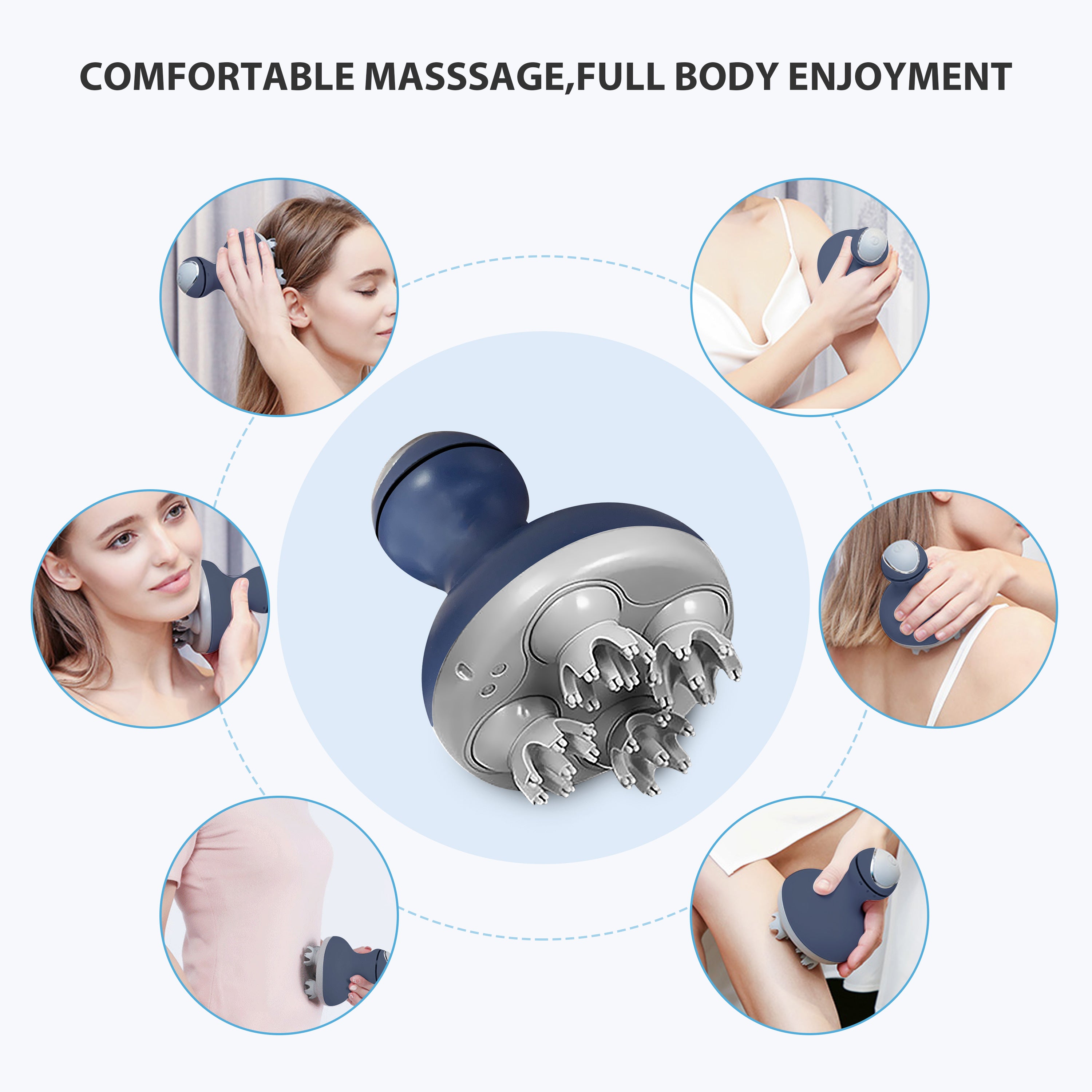 Comfier Cordless Hair Scalp Massager,head massager for Hair Growth, Deep Clean and Stress Relax (Blue) - 4902BLU