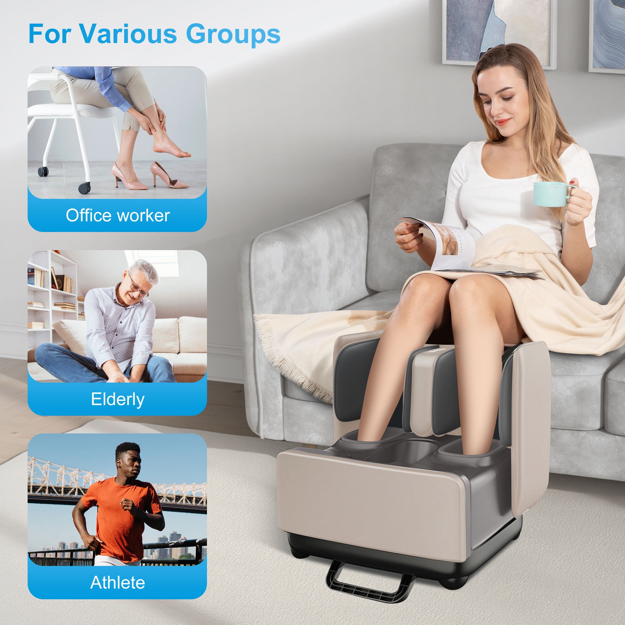 COMFIER 2-in-1 Shiatsu Foot Massager&Foot Rest,Foot and Calf Massager with APP Control-- CF-5001S-APP