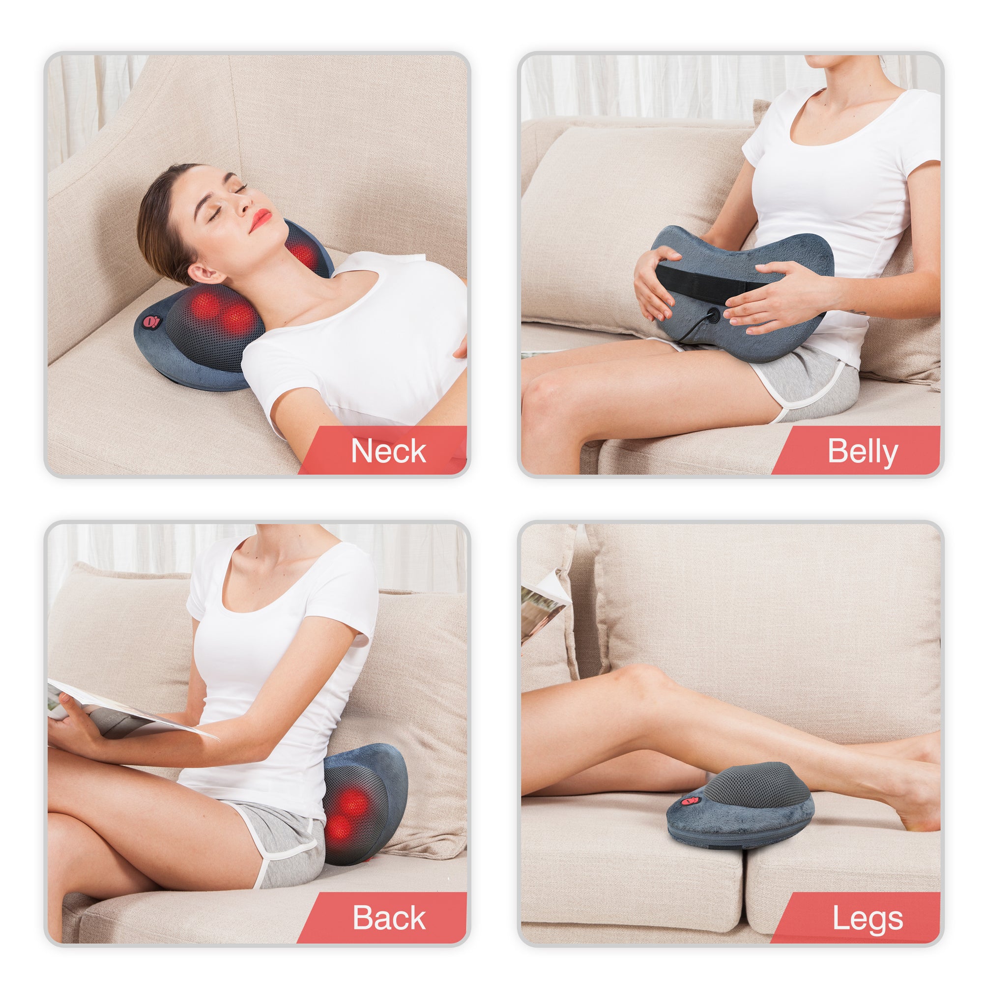 Comfier Shiatsu Back Massage Pillow, Neck and Shoulder Masssager with Heat - 6108G