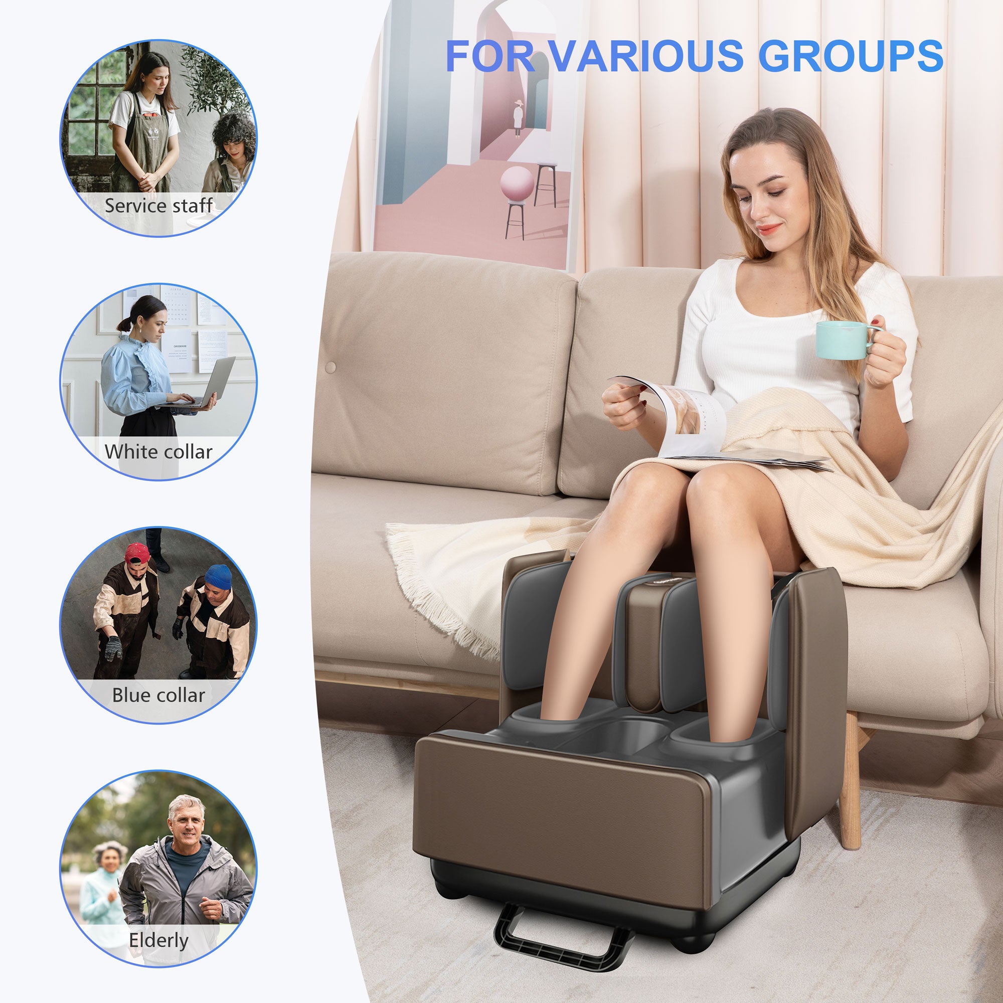 COMFIER 2 in 1 Foot and Calf Massager & Ottoman Foot Rest with APP Control --5001-APP