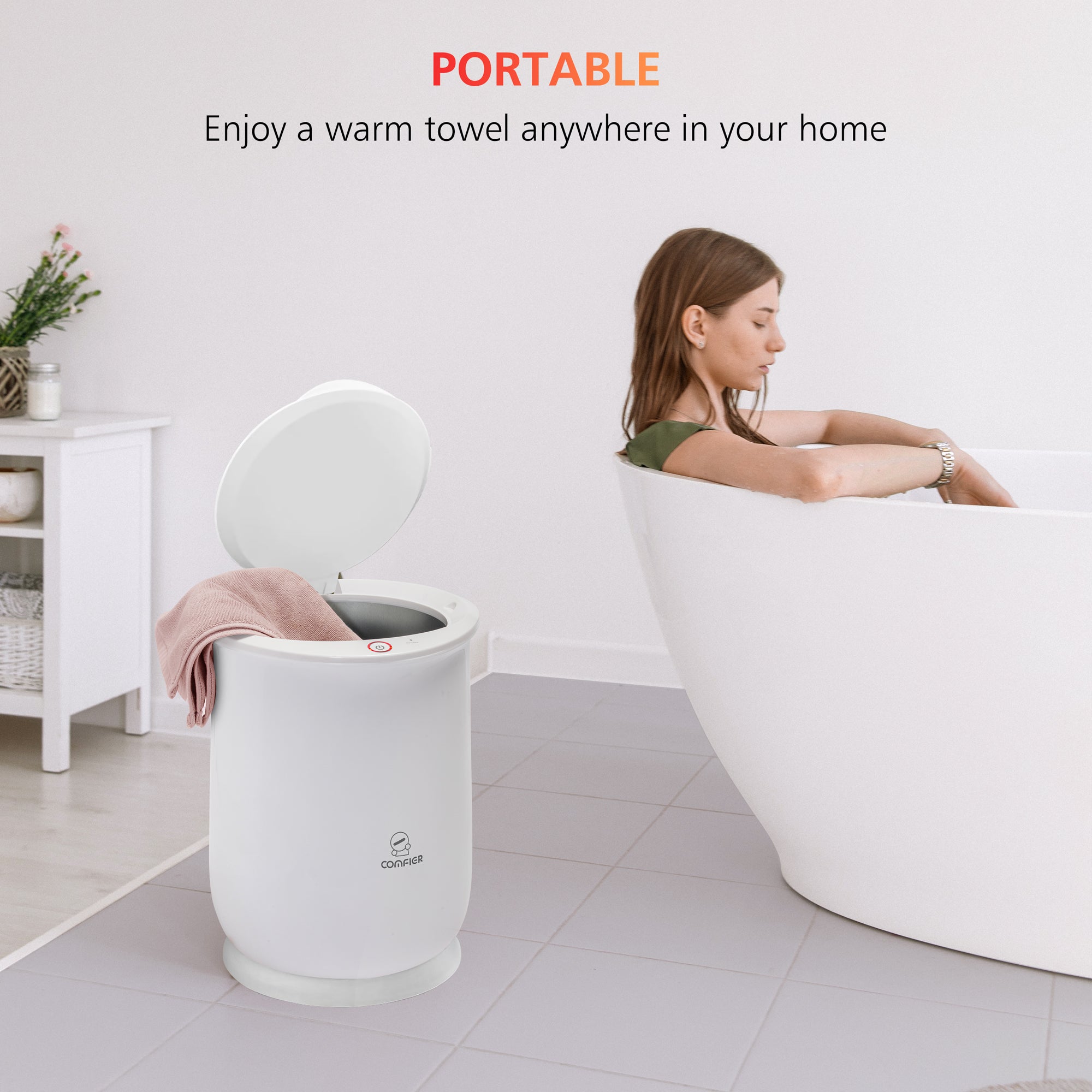 COMFIER Towel Warmer Bucket, Large Towel Warmers for Bathroom(White)- –  Comfier