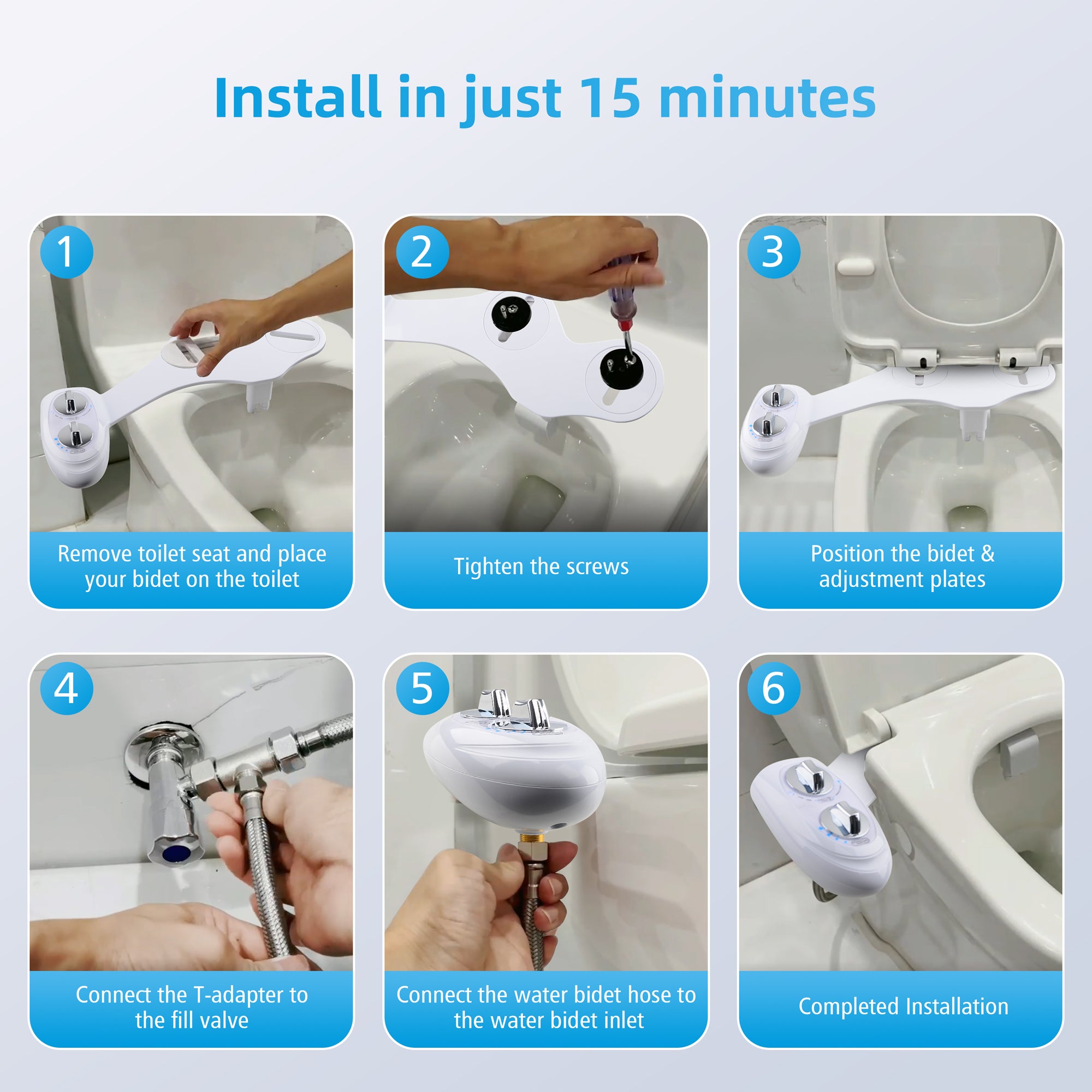 Bidet Toilet Attachment, Non-electric Self Cleaning Sprayer with Dual Nozzles -- BD-2205