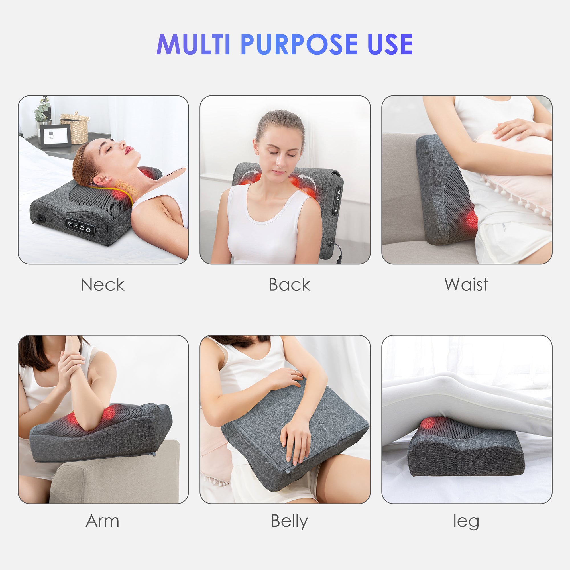 Comfier Shiatsu Neck Massager Pillow- Neck and Back Massager with Heat - 6609
