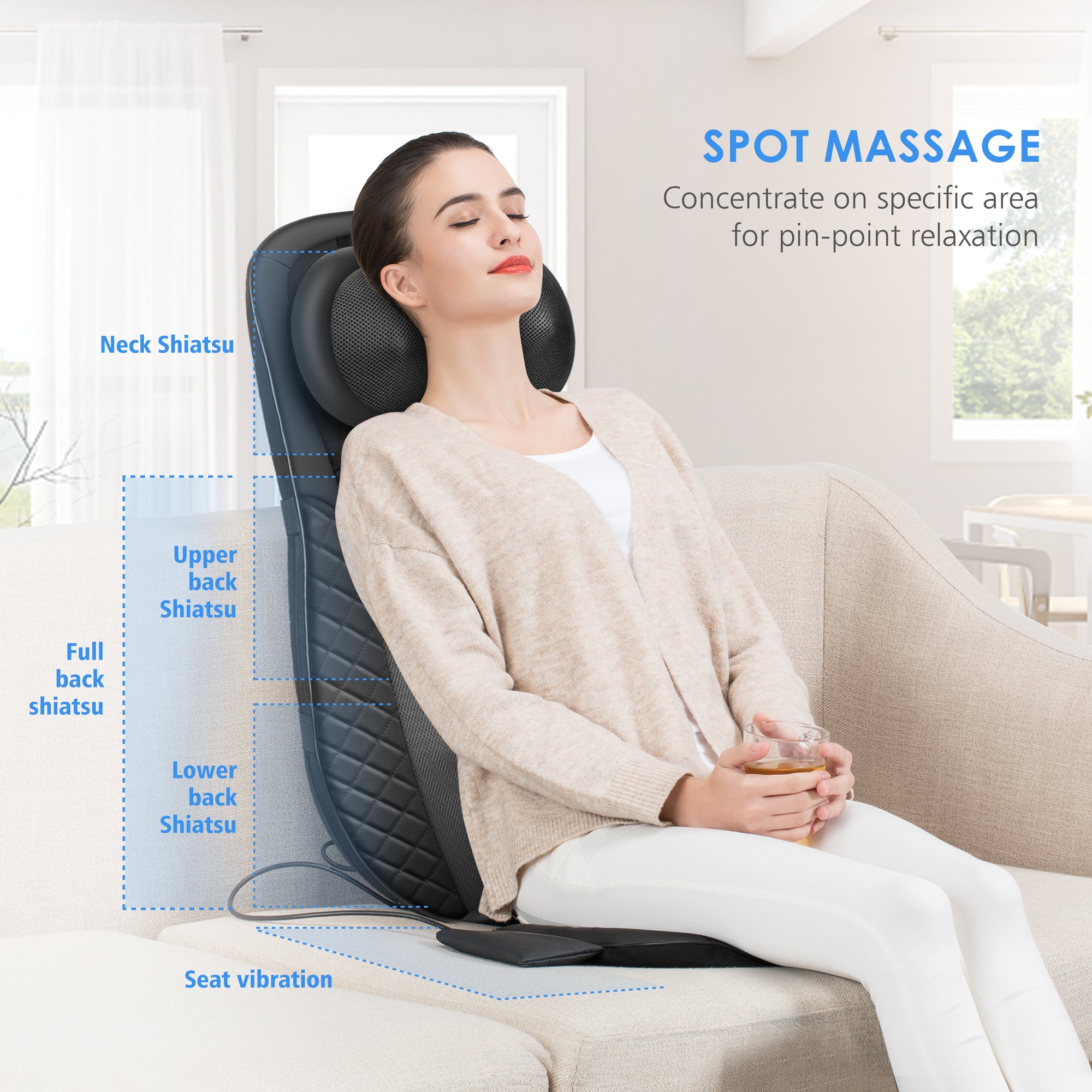 Comfier Massage pillow for neck and back with heat, Shiatsu & vibration massage with full body --CO-2118