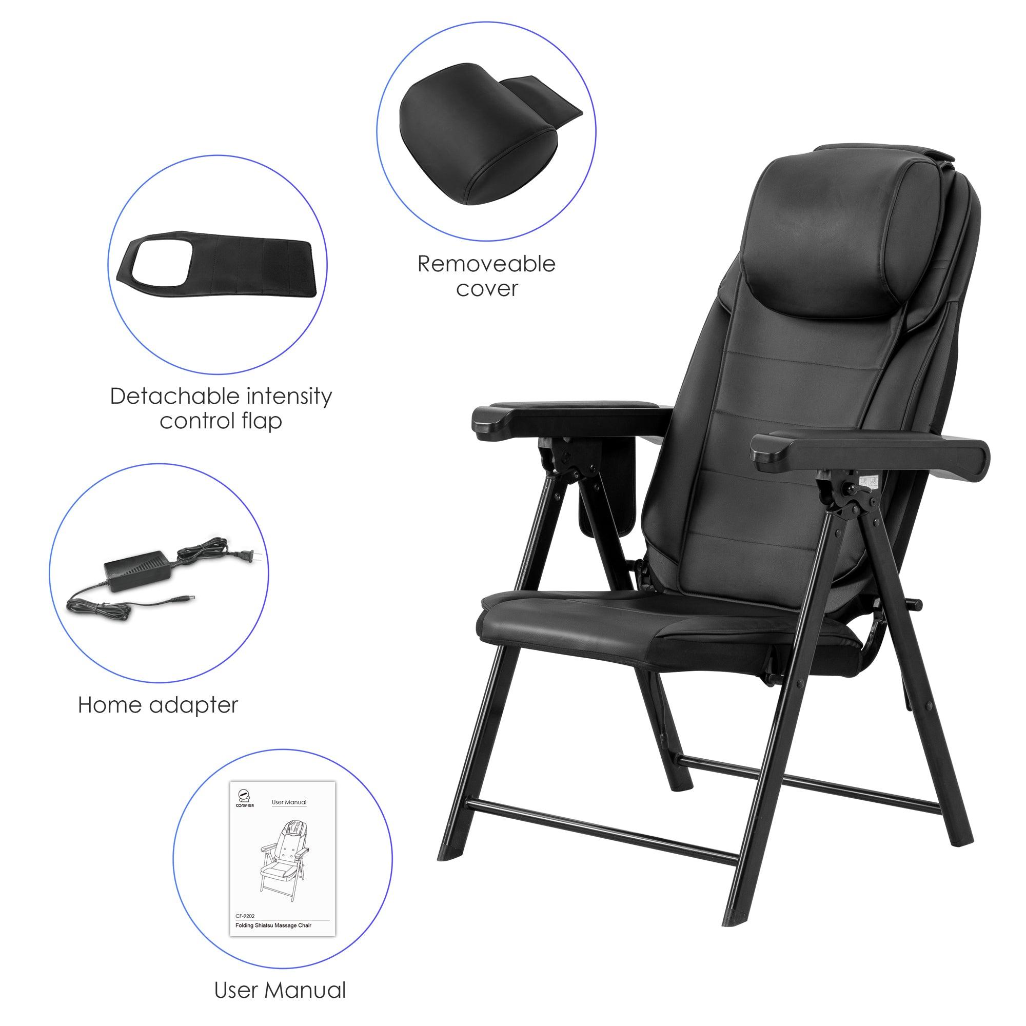 Comfier Portable Folding Massage Chair-Shiatsu Neck and Back Massager with Heat - 9202