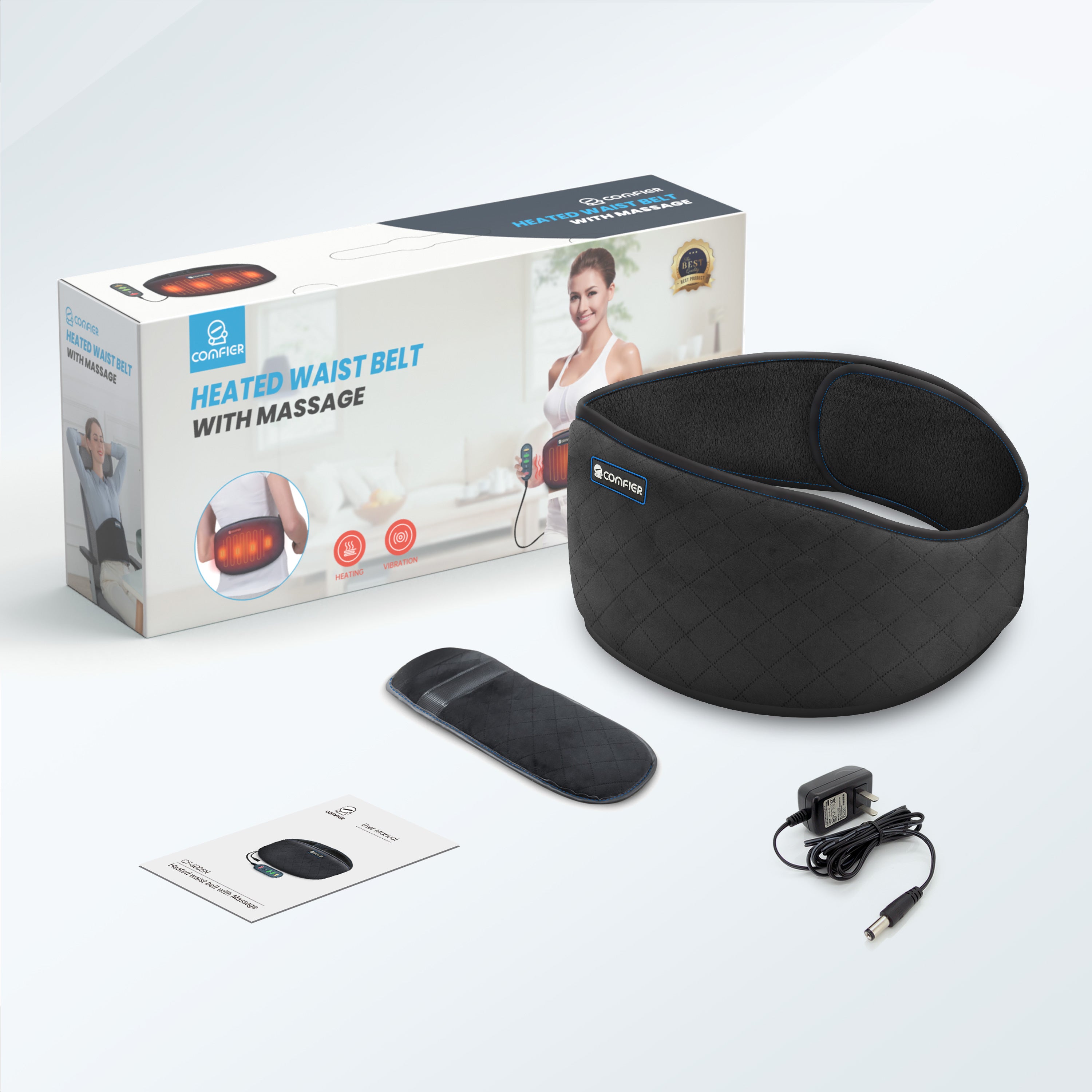 Comfier Heating Pad for Back Pain - Heat Belly Wrap Belt with Vibration Massage(Colored packaging) - CF-6006N-2