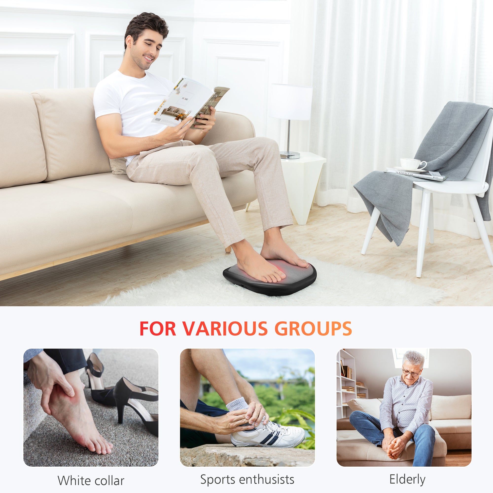 Comfier Shiatsu Foot Massager Machine,Kneading Foot and Back Massager with Heat - 5913
