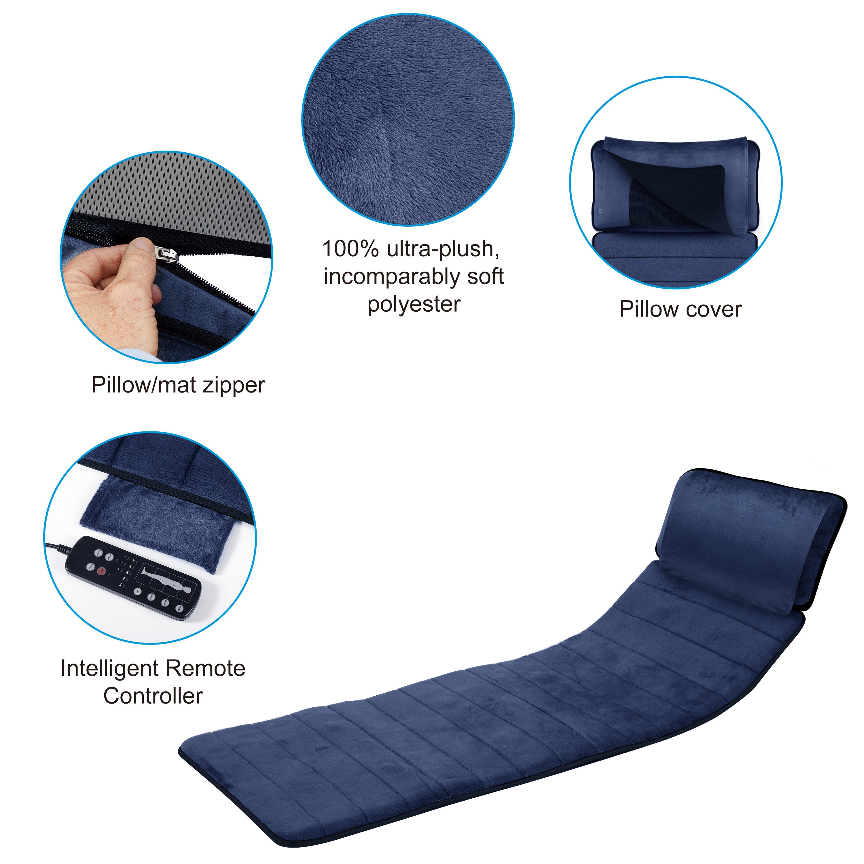 COMFIER Massage Pad, Full Body Massage Mat with APP Control(Blue)-- CF-3603U-APP