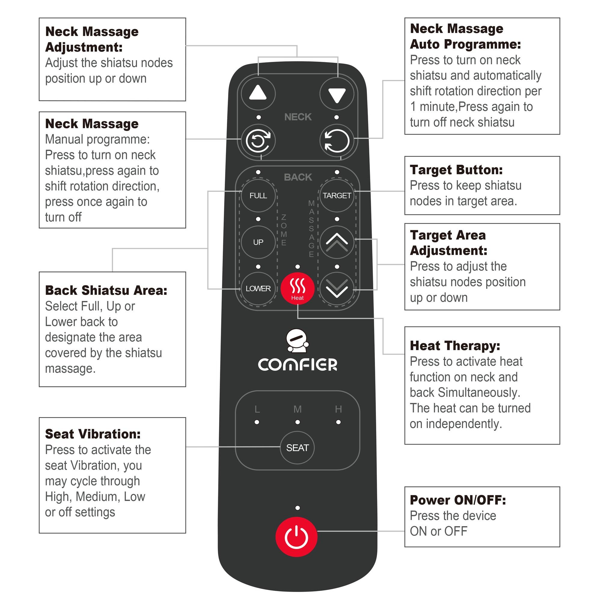 Comfier Back Massager Comfier Portable Folding Massage Chair-Shiatsu Neck and Back Massager with Heat CF-9202