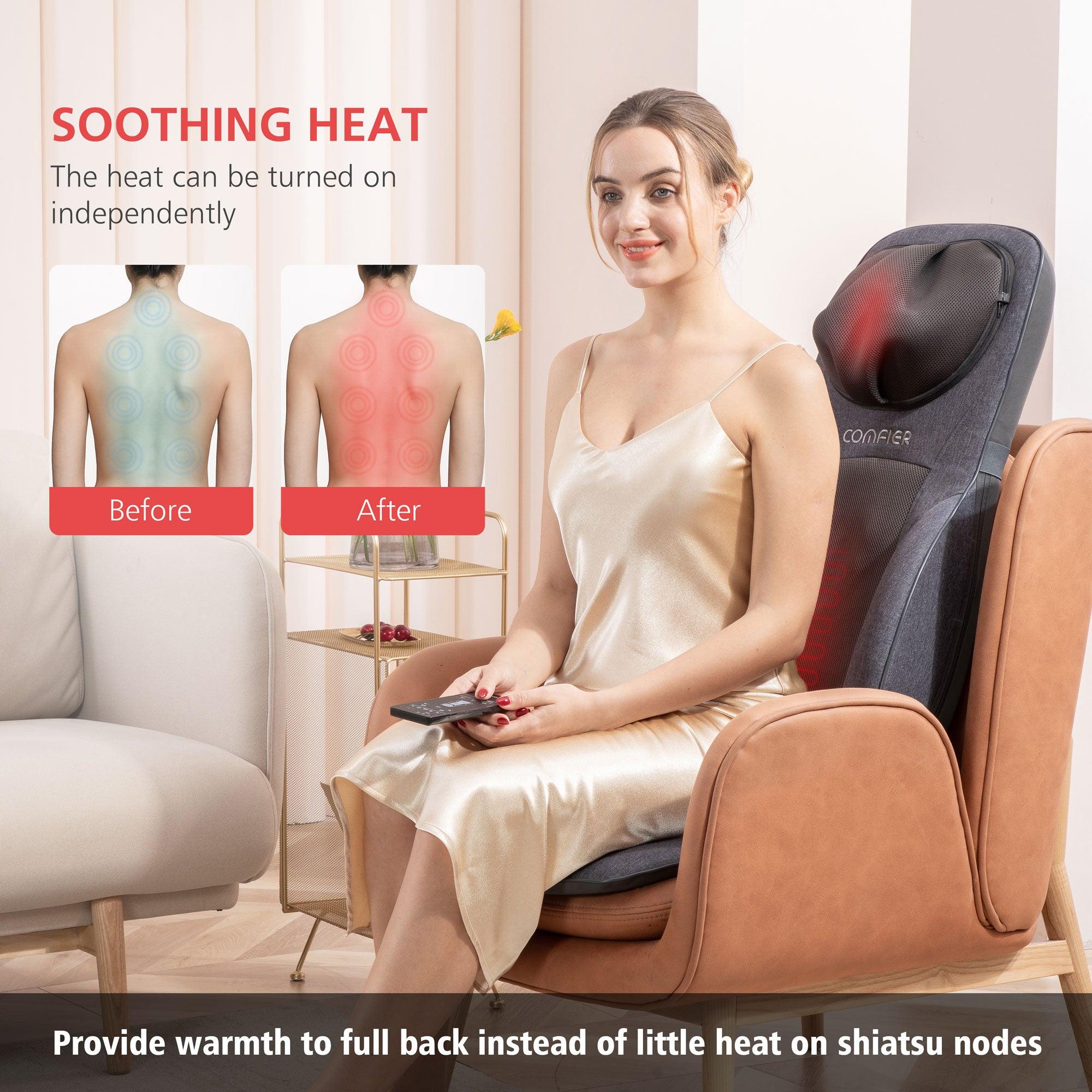 Comfier Back Massager Comfier Shiatsu Neck Back Massage Seat Cushion with Heat,Adjustable Kneading Rolling Massage Chair CF-2113
