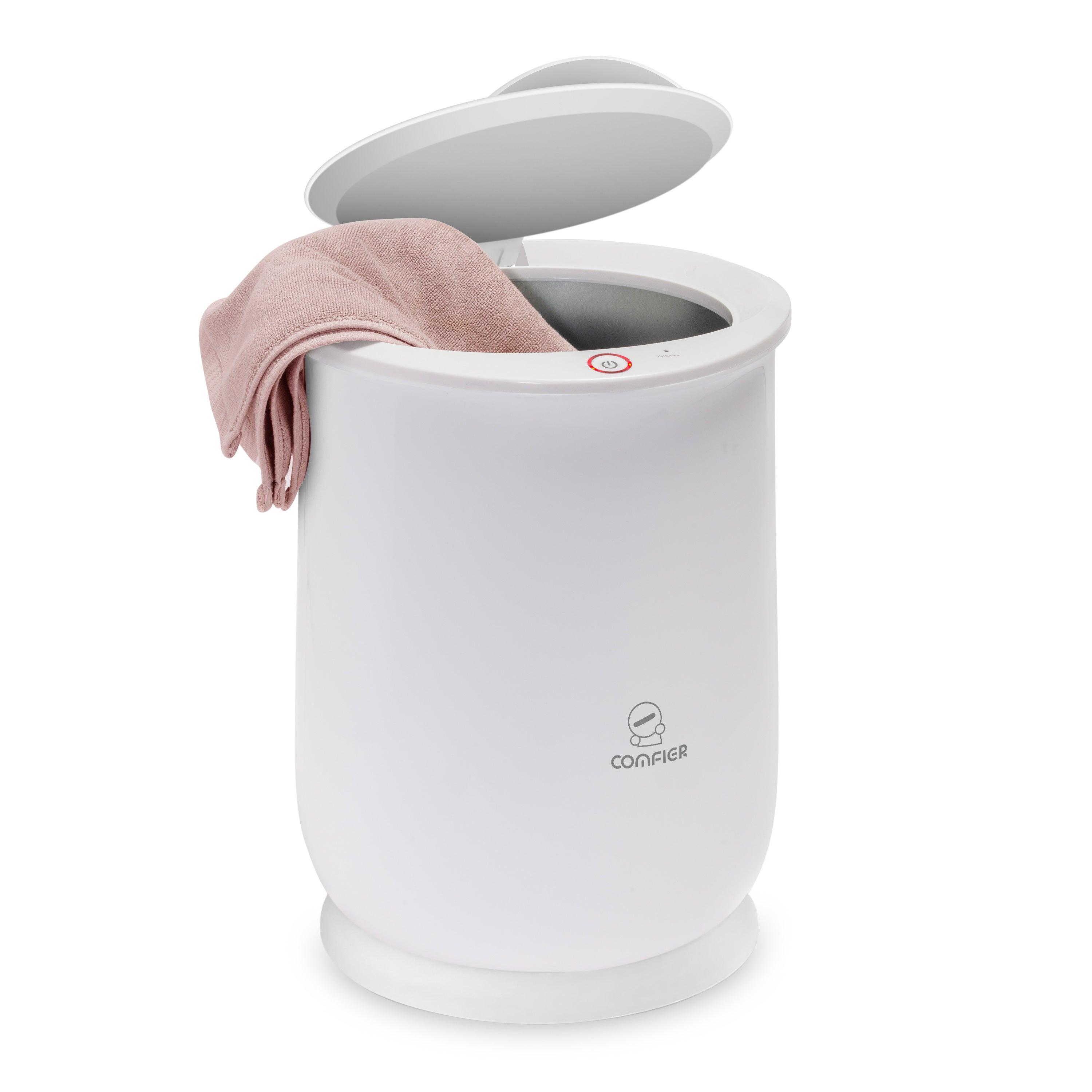 Comfier Towel Warmer with Open Lid and Pink Towel