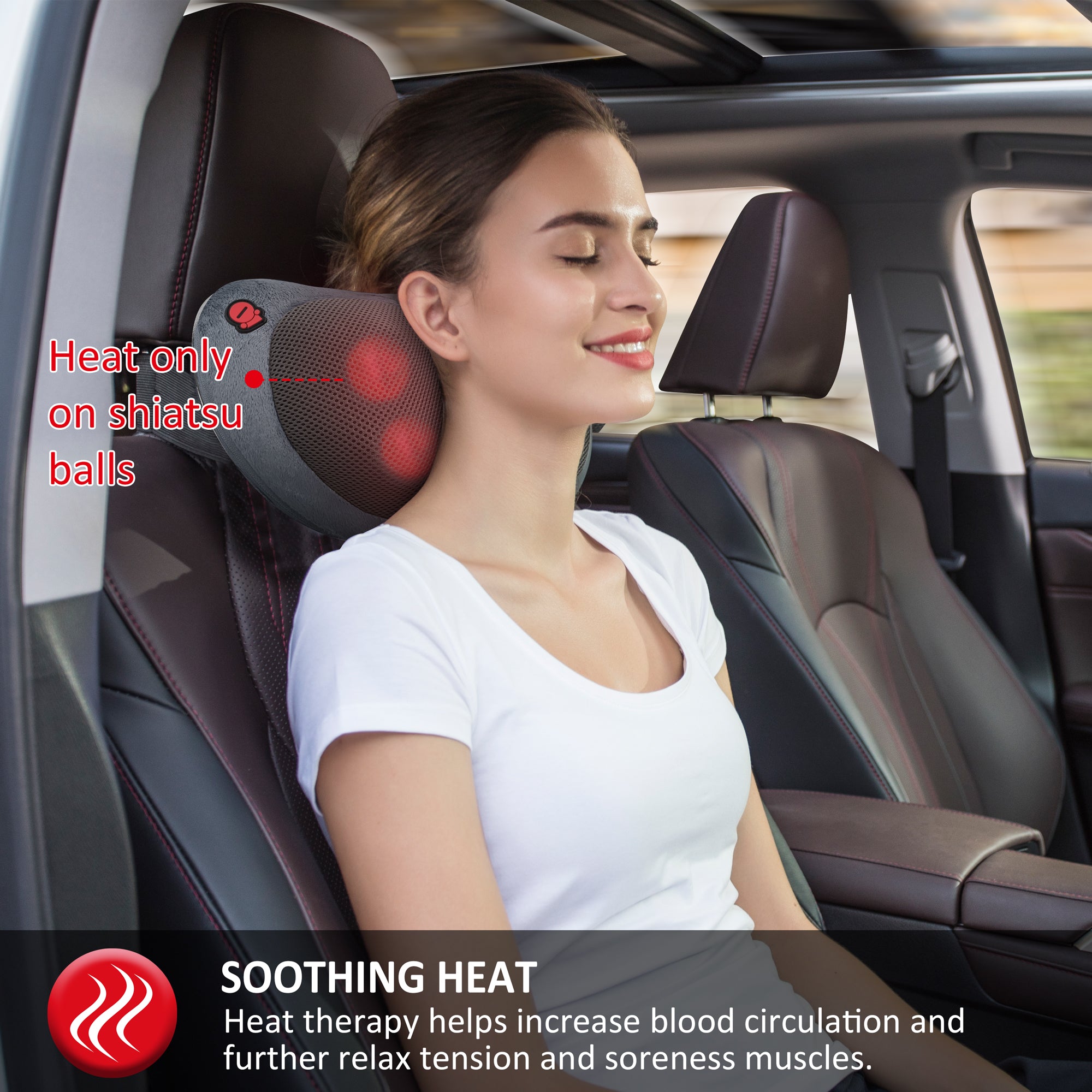 Comfier Comfier Shiatsu Back Massage Pillow, Neck and Shoulder Masssager with Heat - 6108G