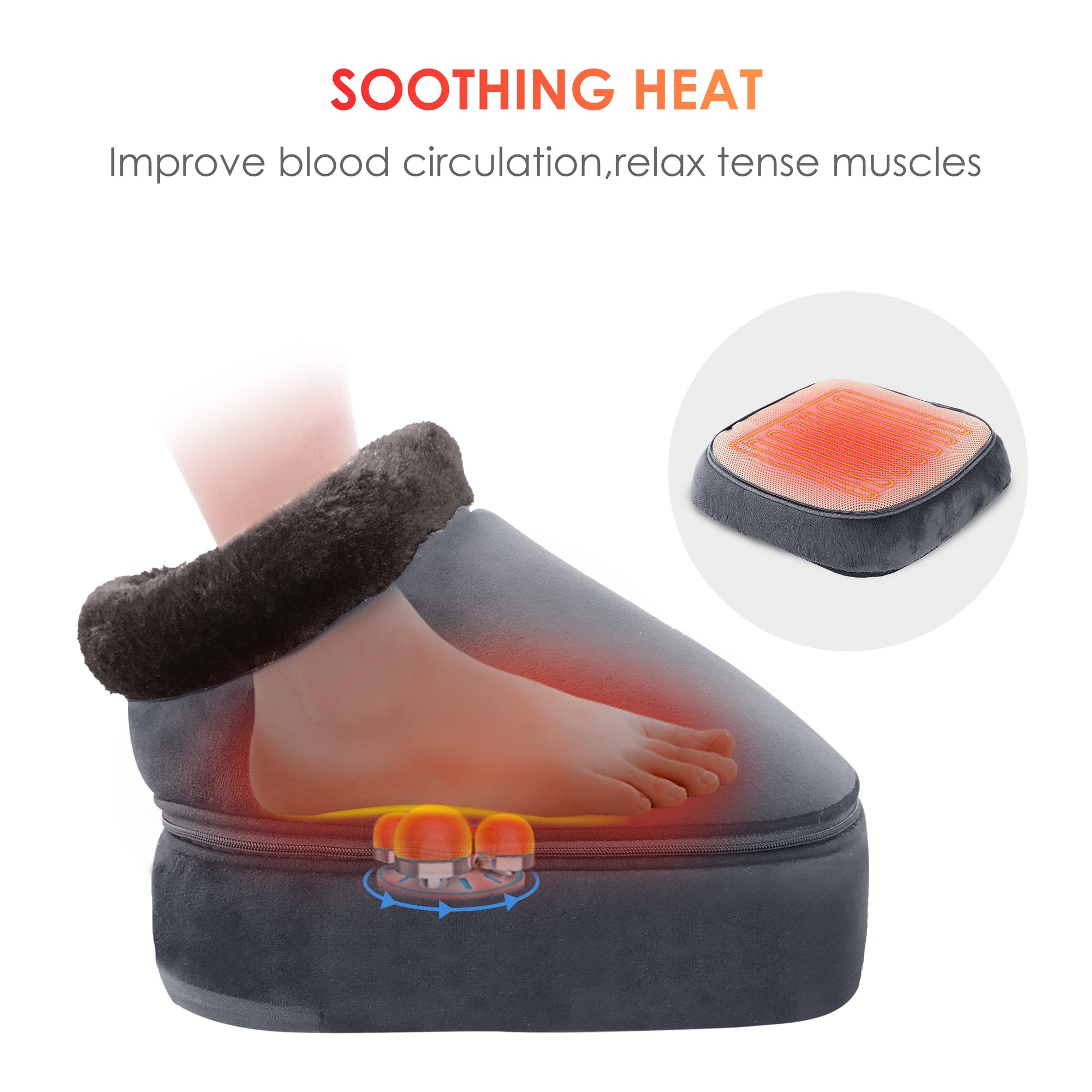 Comfier Foot Massager Comfier Shiatsu Foot Massager with Heat,Electric Heated Foot Warmer for Plantar Fasciitis, Neuropathy, Foot Stress Relief CF-5202S