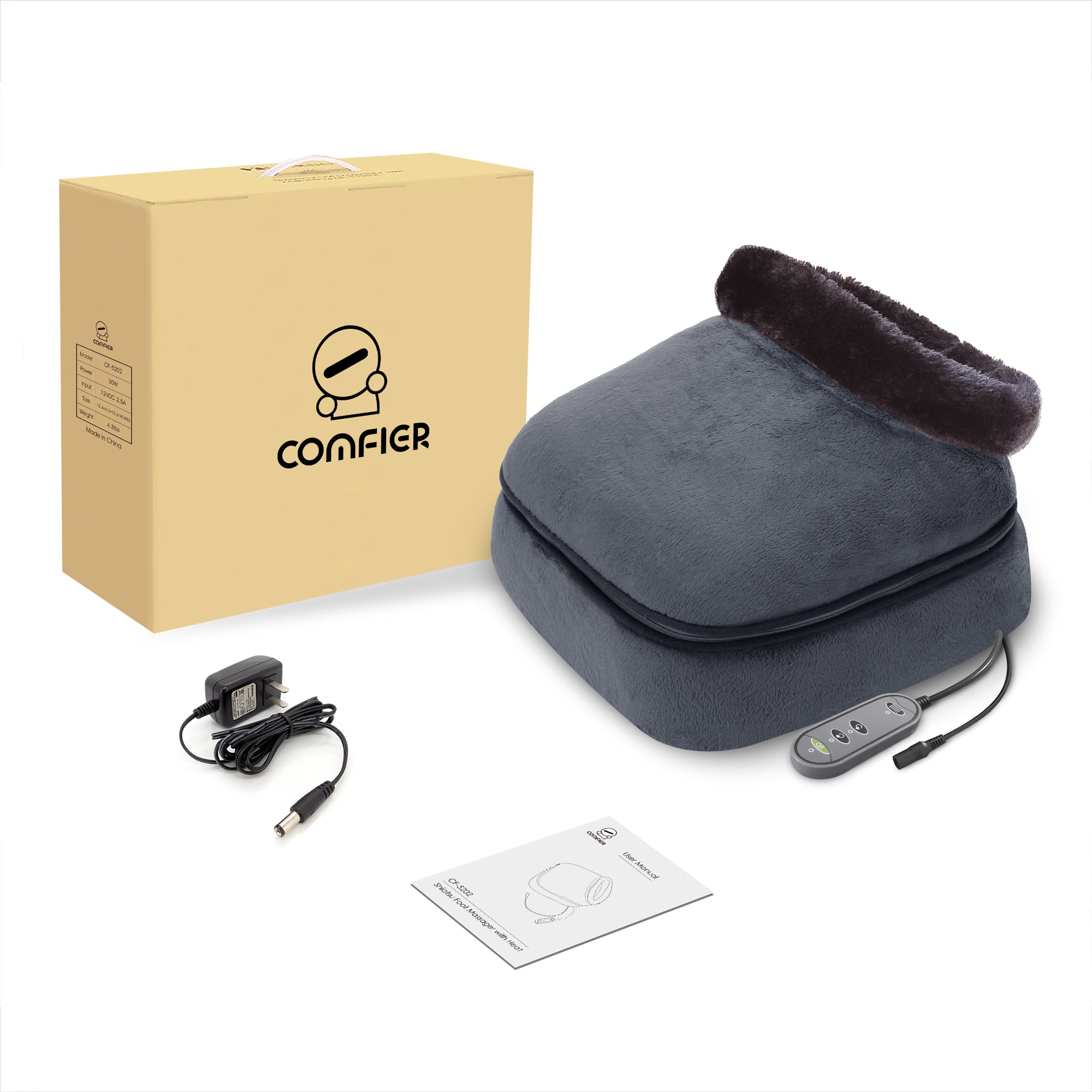 Comfier Foot Massager Comfier Shiatsu Foot Massager with Heat,Electric Heated Foot Warmer for Plantar Fasciitis, Neuropathy, Foot Stress Relief CF-5202S