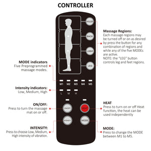 Comfier Massage Mat Controller - Mode, Intensity & Heat Settings