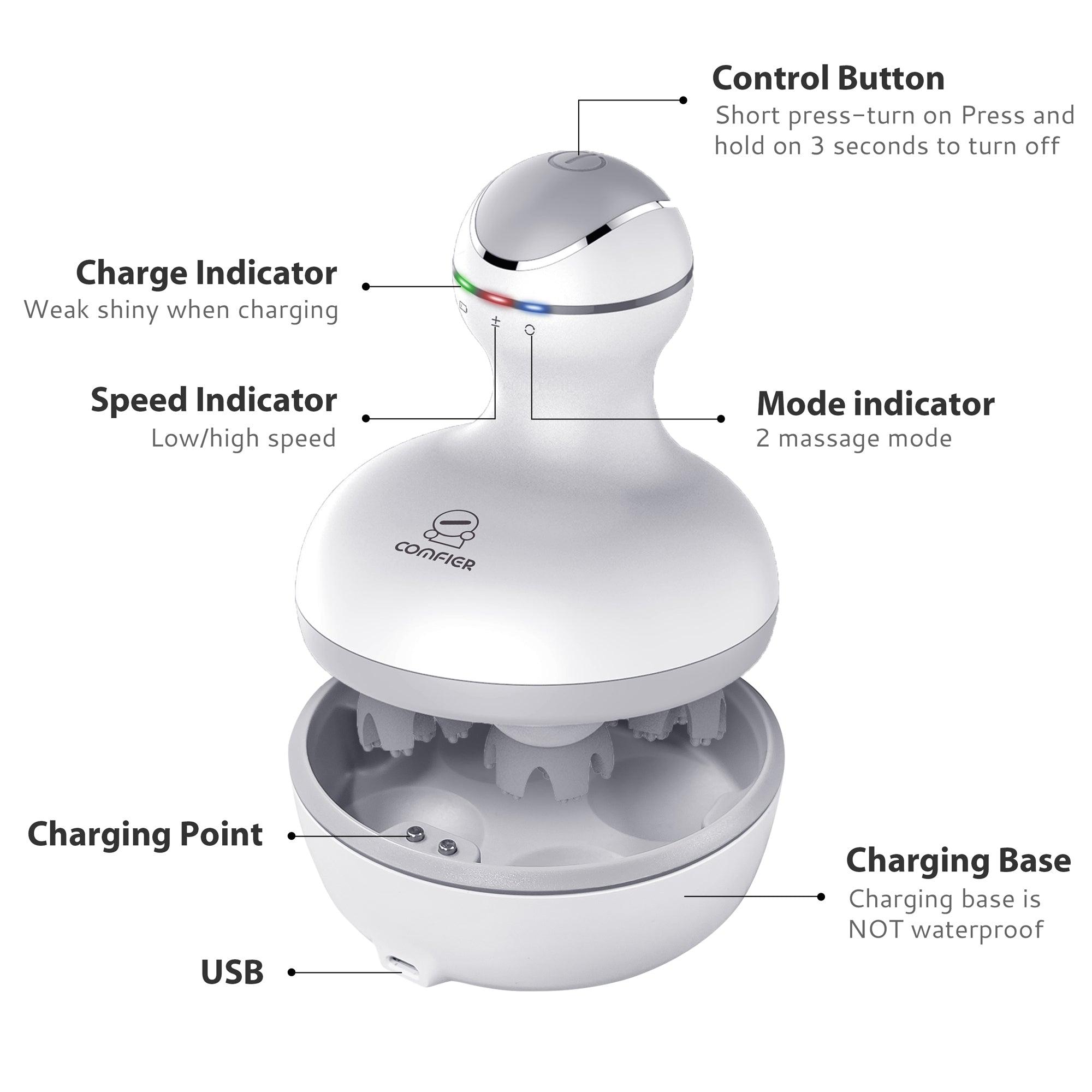 Comfier Head Massager Comfier Cordless Hair Scalp Massager, head massager for Hair Growth, Deep Clean and Stress Relax CF-4902