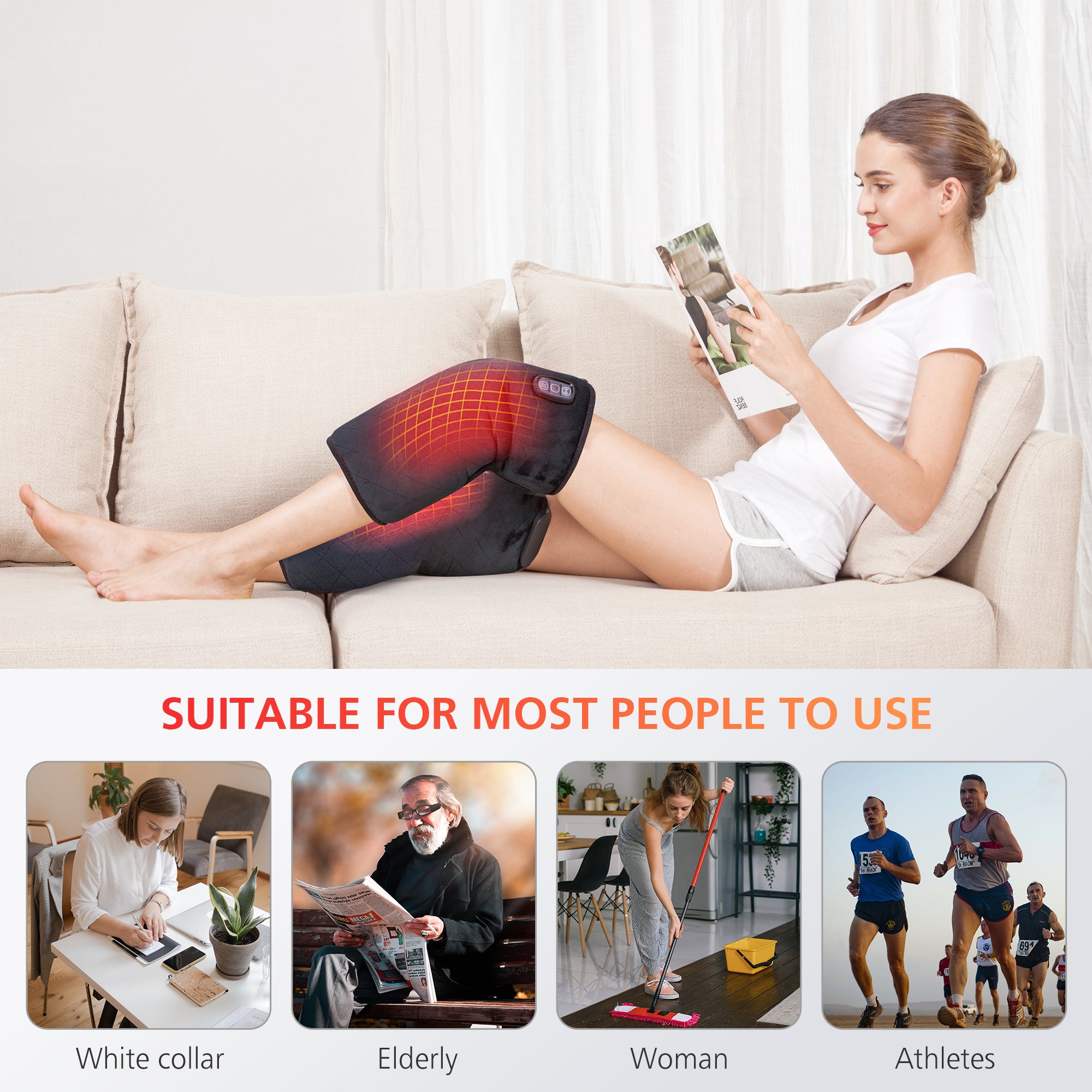 Comfier Knee Massager Comfier Knee Massager with Heat, Vibration Heating Pad for Knee, Knee Heating Pad for Relief, Heated Knee Brace Wrap for Stress Relief(Small Size) CF-5701SM