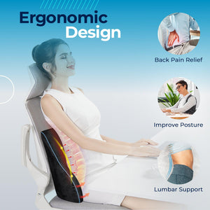 Comfier Lumbar Support & Massager Comfier Back Lumbar Support Pillow for Office Chair, Chair Pillow for Back Support with 3 Vibration Modes & 2 Heat Levels CF-1503