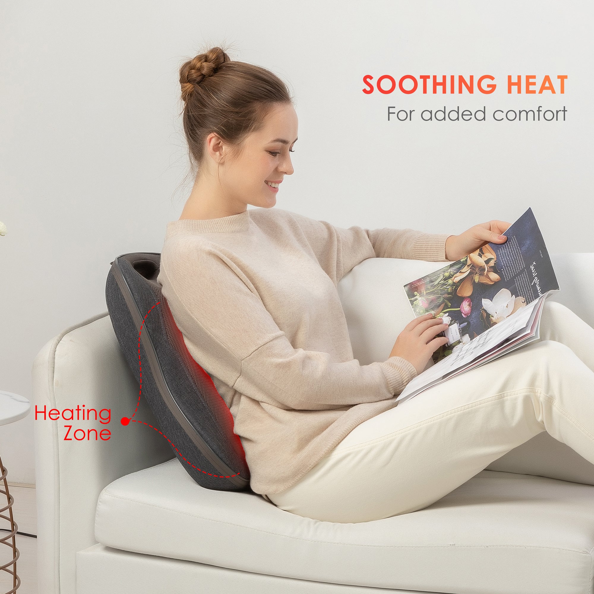 Comfier Lumbar Support & Massager Comfier Cordless Back Massager with Heat, Rechargeable Shiatsu Massage Chair Pad CF-1902C-CA