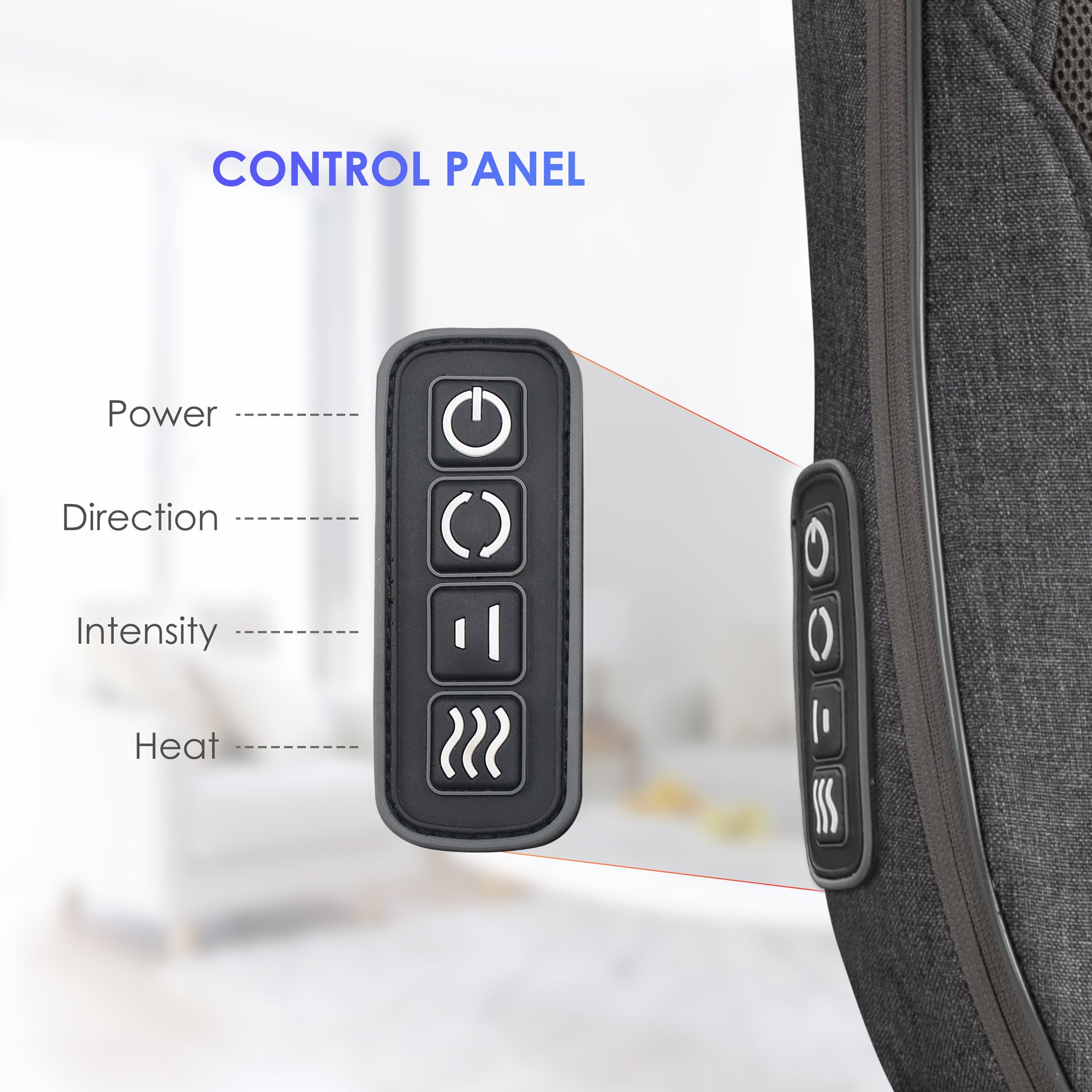 Comfier Lumbar Support & Massager Comfier Cordless Back Massager with Heat, Rechargeable Shiatsu Massage Chair Pad CF-1902C-CA